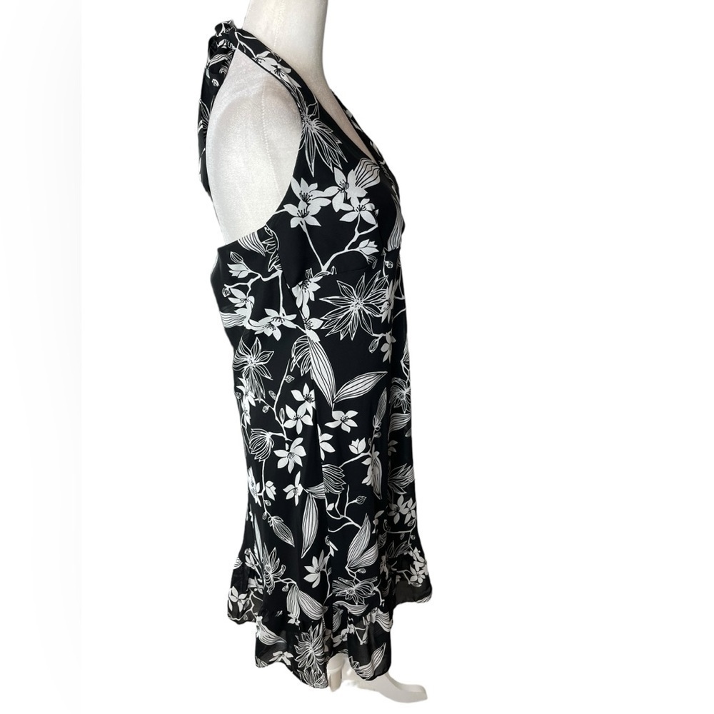 Y2K Alyn Paige Black & White Floral Halter Dress | Made in USA | M (11/12) - Picture 4 of 10